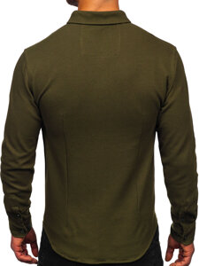 Camicia in lino a maniche lunghe per uomo khaki Bolf 506