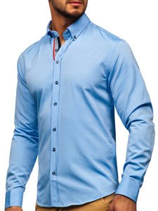 Camicia in motivi a manica lunga da uomo celeste Bolf 8843