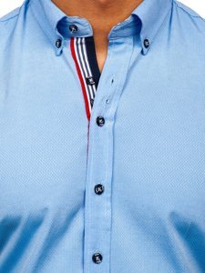 Camicia in motivi a manica lunga da uomo celeste Bolf 8843