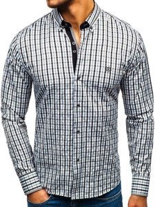 Camicia vichy con scacchi a manica lunga da uomo nera Bolf 4712