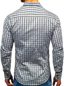 Camicia vichy con scacchi a manica lunga da uomo nera Bolf 4712