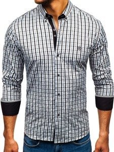 Camicia vichy con scacchi a manica lunga da uomo nera Bolf 4712