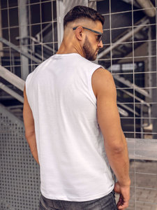 Canotta tank top con stampa da uomo bianca Bolf 14819A