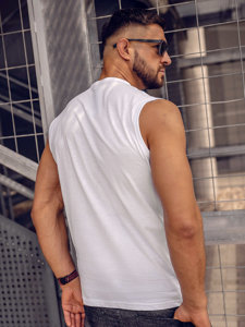 Canotta tank top con stampa da uomo bianca Bolf 14828A