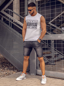 Canotta tank top con stampa da uomo bianca Bolf 14828A