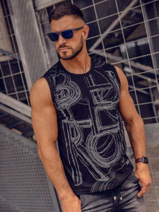 Canotta tank top con stampa da uomo nero-grafite Bolf 14818A