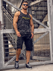 Canotta tank top con stampa nera Bolf 14845A