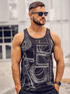 Canotta tank top con stampa nera Bolf 14846A