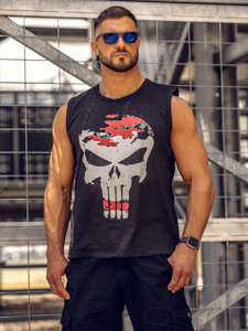 Canotta tank top con stampa nero-rossa Bolf 14822A