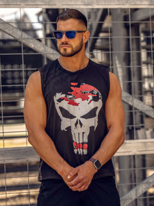 Canotta tank top con stampa nero-rossa Bolf 14822A