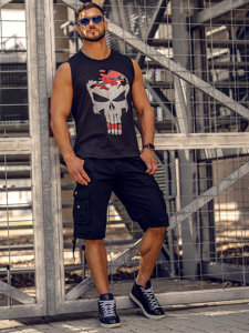 Canotta tank top con stampa nero-rossa Bolf 14822A