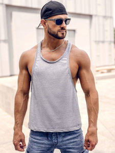 Canotta tank top senza stampa da uomo grigia Bolf 1245A