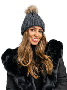 Cappellino invernale con pompon da donna grafite Bolf M1