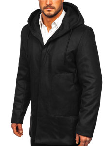 Cappotto invernale con cappuccio da uomo nero Bolf 79B3-197