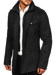 Cappotto monopetto con collo alto da uomo nero Bolf 8853