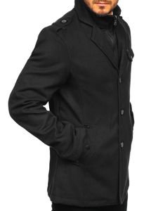 Cappotto monopetto con collo alto da uomo nero Bolf 8853