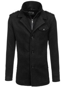 Cappotto monopetto con collo alto da uomo nero Bolf 8853