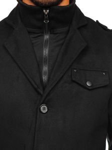 Cappotto monopetto con collo alto da uomo nero Bolf 8853