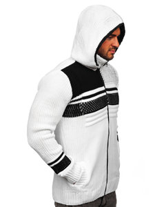 Cardigan spesso con cappuccio giacca da uomo bianco Bolf 2051