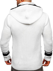 Cardigan spesso con cappuccio giacca da uomo bianco Bolf 2051