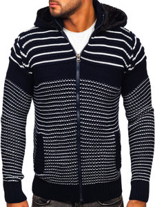 Cardigan spesso con cappuccio giacca da uomo blu Bolf 2031