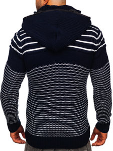 Cardigan spesso con cappuccio giacca da uomo blu Bolf 2031