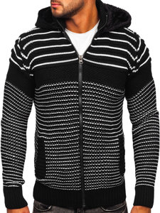 Cardigan spesso con cappuccio giacca da uomo nero Bolf 2031