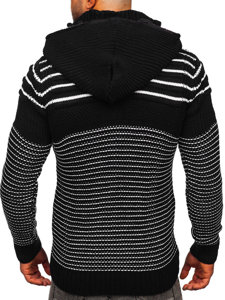 Cardigan spesso con cappuccio giacca da uomo nero Bolf 2031