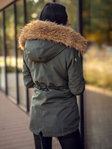 Donna 2 in 1 Parka invernale con cappuccio Khaki Bolf 16M9199