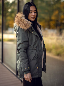 Donna 2 in 1 Parka invernale con cappuccio Khaki Bolf 16M9199