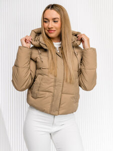 Donna Giacca invernale trapuntata con cappuccio Beige Bolf 16M9188