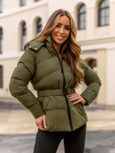 Donna Giacca invernale trapuntata con cappuccio Khaki Bolf 23060A