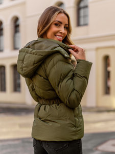 Donna Giacca invernale trapuntata con cappuccio Khaki Bolf 23060A