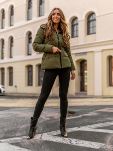 Donna Giacca invernale trapuntata con cappuccio Khaki Bolf 23060A