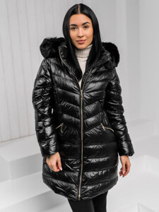 Donna Giacca invernale trapuntata lunga con cappuccio Nero Bolf 5M3162A1