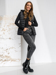 Donna Gilet trapuntato con cappuccio Nero Bolf 23039A1