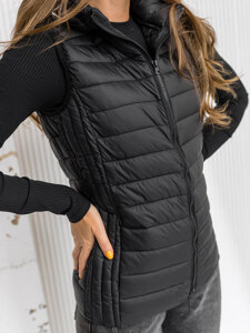 Donna Gilet trapuntato con cappuccio Nero Bolf 23039A1