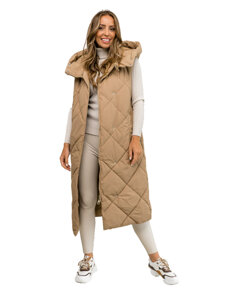 Donna Gilet trapuntato lungo Camel Bolf 5M3165