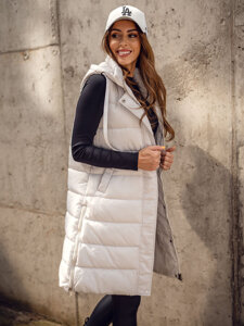 Donna Gilet trapuntato lungo con cappuccio Ecru Bolf MY6315