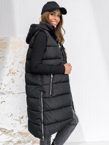 Donna Gilet trapuntato lungo con cappuccio Nero Bolf 81261A1