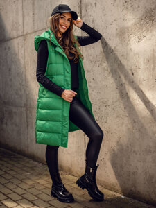 Donna Gilet trapuntato lungo con cappuccio Verde Bolf MY6315A