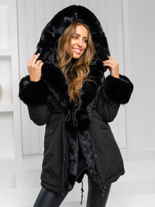 Donna Giubbotto parka invernale con cappuccio Nero Bolf 11Z8085