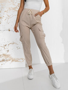 Donna Joggers cargo a righe Beige Bolf W7860