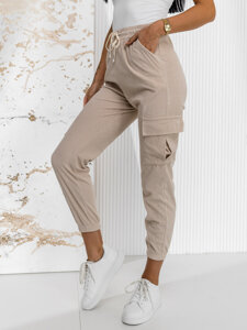 Donna Joggers cargo a righe Beige Bolf W7860