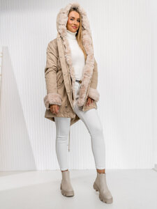 Donna Parka invernale con cappuccio Beige Bolf 5M763