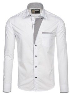 Elegante camicia a manica lunga da uomo bianca Bolf 4713