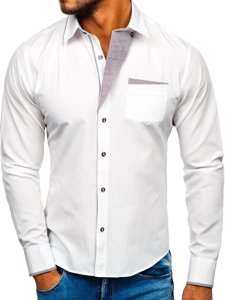 Elegante camicia a manica lunga da uomo bianca Bolf 4713