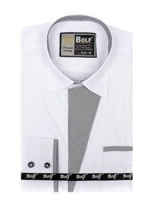 Elegante camicia a manica lunga da uomo bianca Bolf 4713