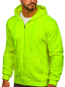 Felpa con cappuccio con zip spessa da uomo giallo-fluorescente Bolf 2008