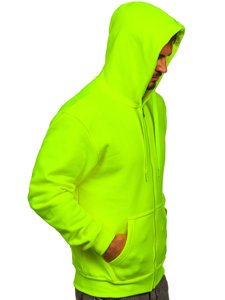 Felpa con cappuccio con zip spessa da uomo giallo-fluorescente Bolf 2008